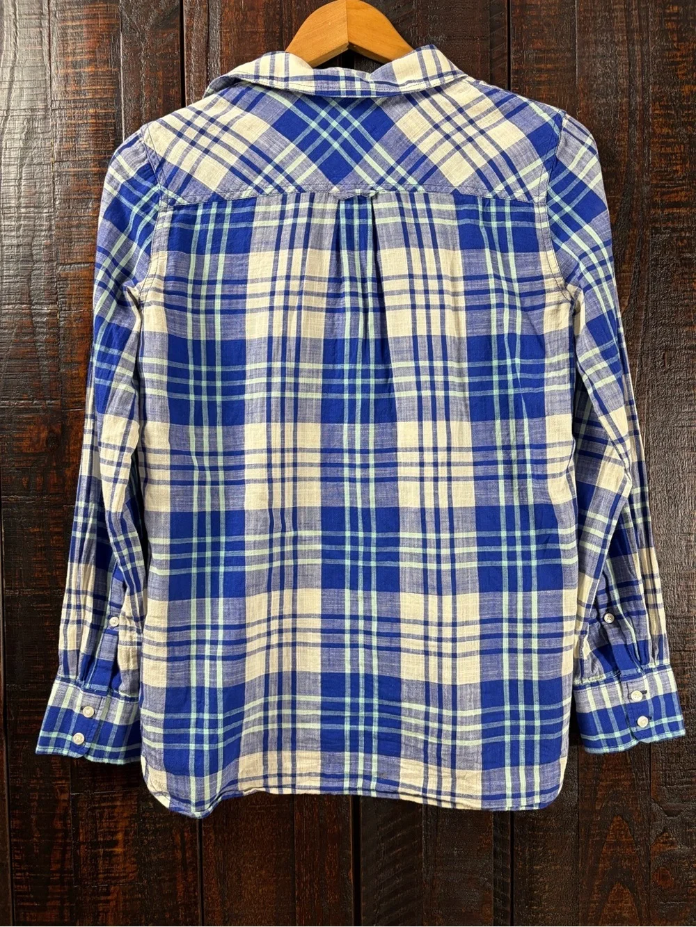 J.Crew Blue Plaid Popover Shirt XXS